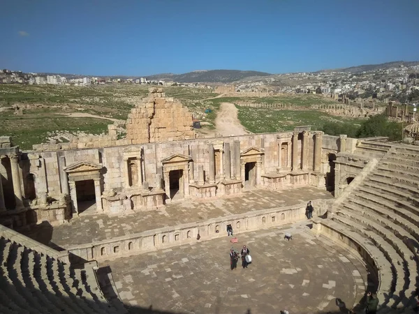 Starożytne Rzymskie Ruiny Jeraszu Tym Starożytny Teatr Świątynia Artemidy Inne — Zdjęcie stockowe