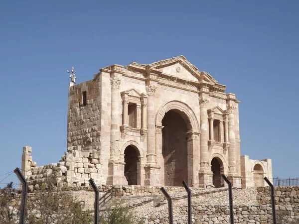 Ruinas Romanas Antiguas Jerash Incluyendo Teatro Antiguo Templo Artemis Otros —  Fotos de Stock