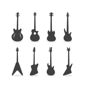 Yarı akustik ve elektrik bas gitar silüeti