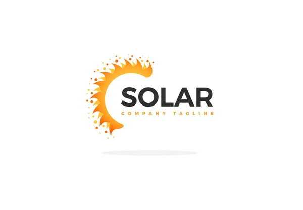 Forma Amarela Sol Vetor Logotipo Painel Solar Meio Com Slogan — Vetor de Stock