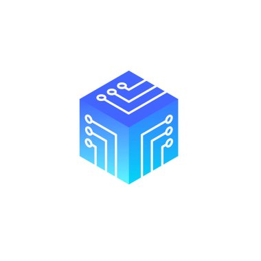 Mavi vektör logosu mavi bir Blockchain. Teller simgesiyle