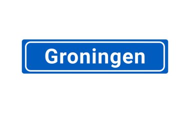 Mavi ve beyaz vektör şehir işareti Groningen Hollanda