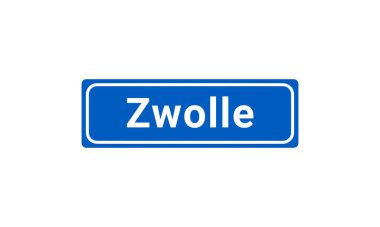 Blue And White Vector City Sign Of Zwolle In The Netherlands clipart