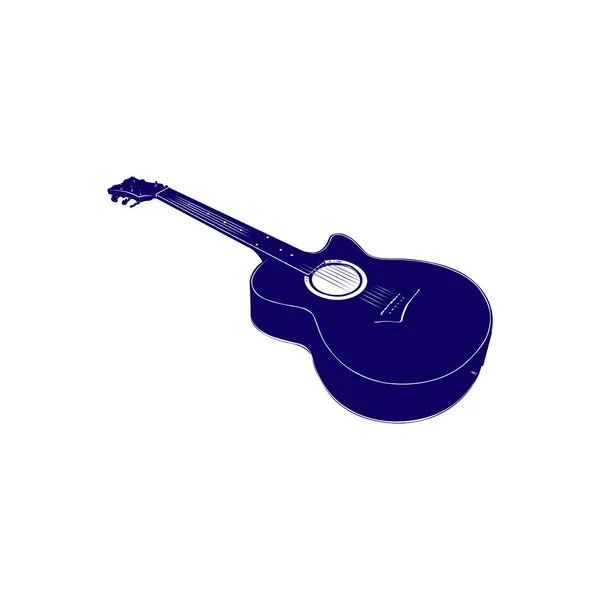 Icône Vectorielle Une Guitare Acoustique Posée Sur Sol Dans Style — Image vectorielle