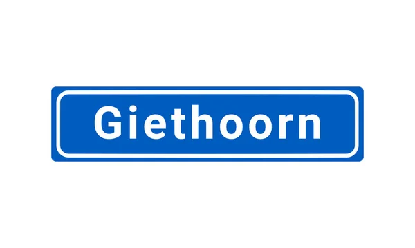 Blue White Vector City Sign Giethoorn Netherlands — Stock Vector