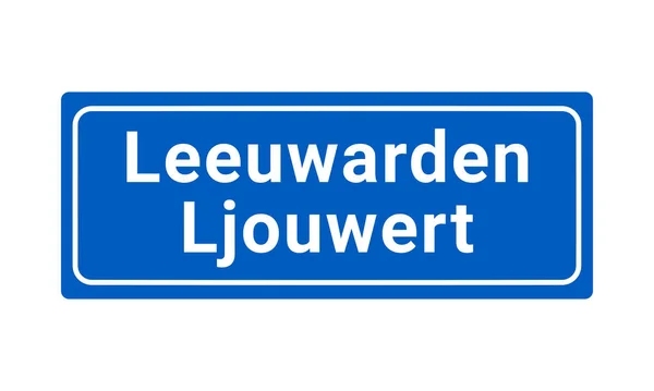 Signo Ciudad Vectorial Azul Blanco Leeuwarden Los Países Bajos — Vector de stock