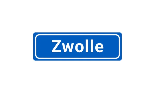 Blue White Vector City Sign Zwolle Netherlands — Stock Vector