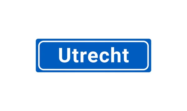 Blue White Vector City Sign Utrecht Netherlands — Stock Vector