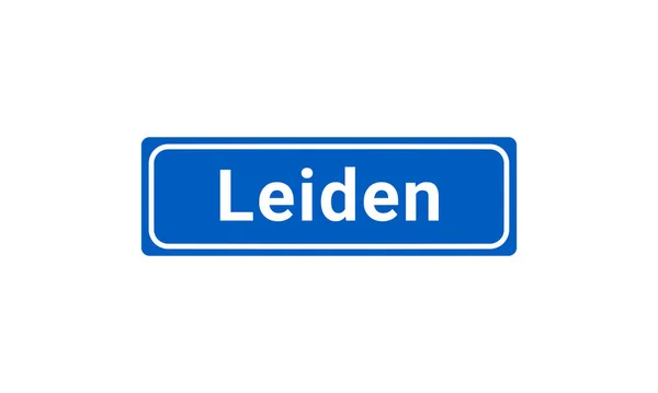 Blue White Vector City Sign Leiden Netherlands — Stock Vector