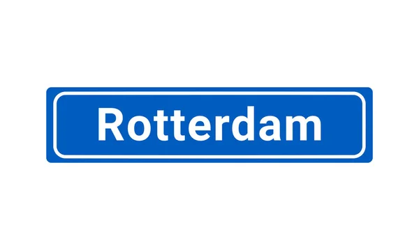 Kék Fehér Vektor Város Jele Rotterdam Hollandia — Stock Vector