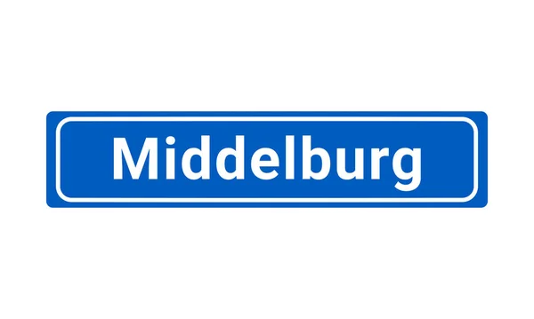 荷兰米德尔堡的蓝色和白色矢量城市标志 — 图库矢量图片