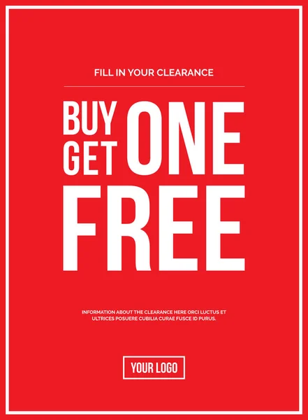 Red Shop Vector Segno Buy One Get One Free Liquidazione — Vettoriale Stock