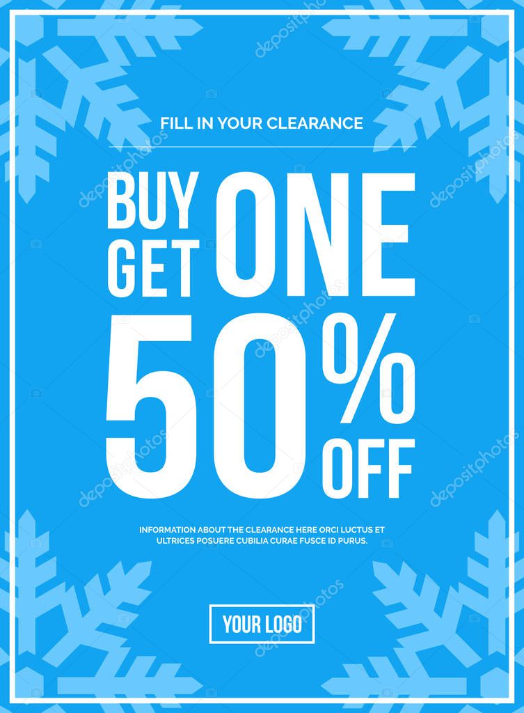 Blue Shop Vector Sign For A Buy One Get One 50% Off Clearance