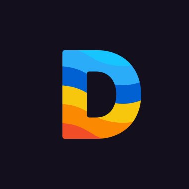 Modern vektör Logo harf ö D harfi tasarlamak vektör çakışan gökkuşağı renkleri içinde