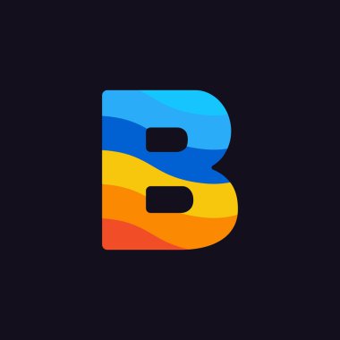 Modern vektör Logo mektup b B harfi tasarlamak vektör içinde üst üste gelen gökkuşağı renkleri