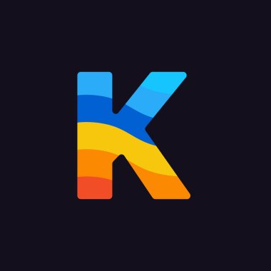 Modern vektör Logo mektup K. K harfi tasarlamak vektör içinde üst üste gelen gökkuşağı renkleri