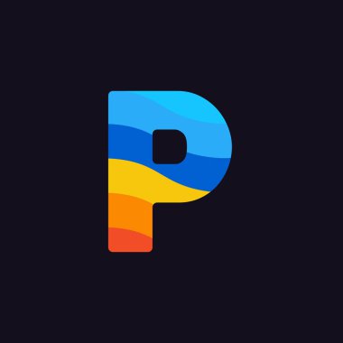 Modern vektör Logo mektup s. P harfi tasarlamak vektör içinde üst üste gelen gökkuşağı renkleri