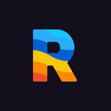 Modern vektör Logo mektup R. R harfi tasarlamak vektör içinde üst üste gelen gökkuşağı renkleri