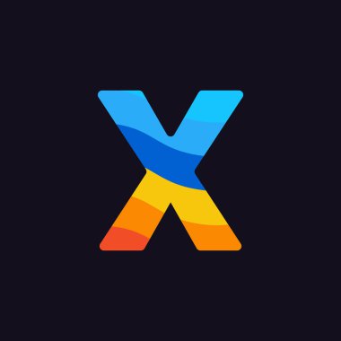 Modern vektör Logo mektup X. X harfi tasarlamak vektör içinde üst üste gelen gökkuşağı renkleri