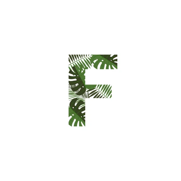 Tropical Jungle Vector Logo Letra Diseño Letras Vector Jungle Monsterra — Archivo Imágenes Vectoriales