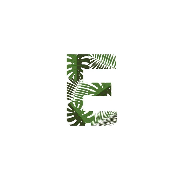 熱帯のジャングル ベクトルのロゴ文字 文字デザイン ベクトル ジャングル Monsterra 葉します — ストックベクタ