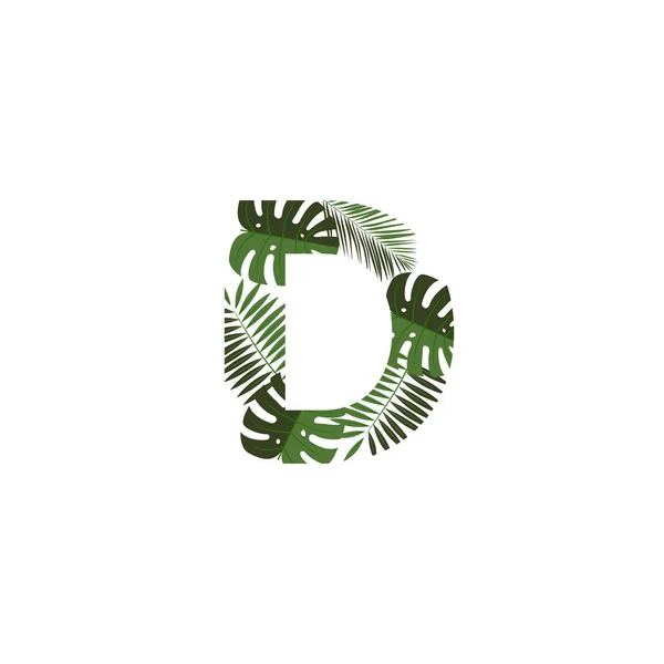 Tropisk Djungel Vektor Logo Brev Brev Design Vektor Jungle Monsterra — Stock vektor