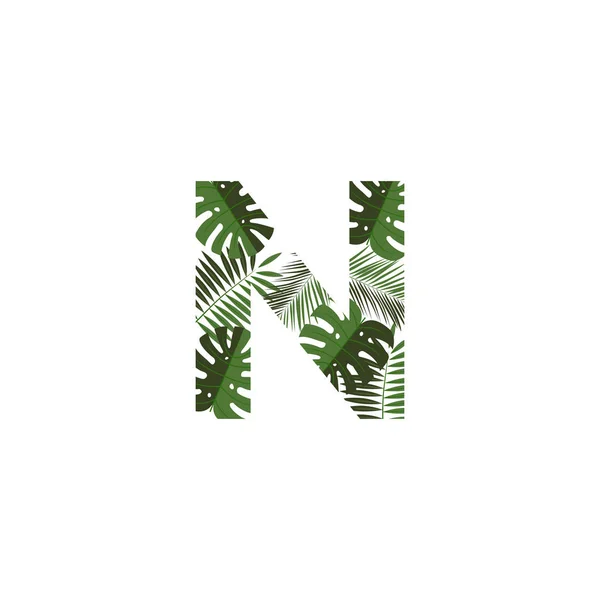 Logo Vectoriel Jungle Tropicale Lettre Lettre Design Vector Jungle Monsterra — Image vectorielle