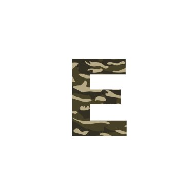 E kamuflaj mektup Logo tasarımı. Camo ordu Logo mektup simge vektör tasarımı.
