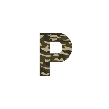 P kamuflaj mektup Logo tasarımı. Camo ordu Logo mektup simge vektör tasarımı.