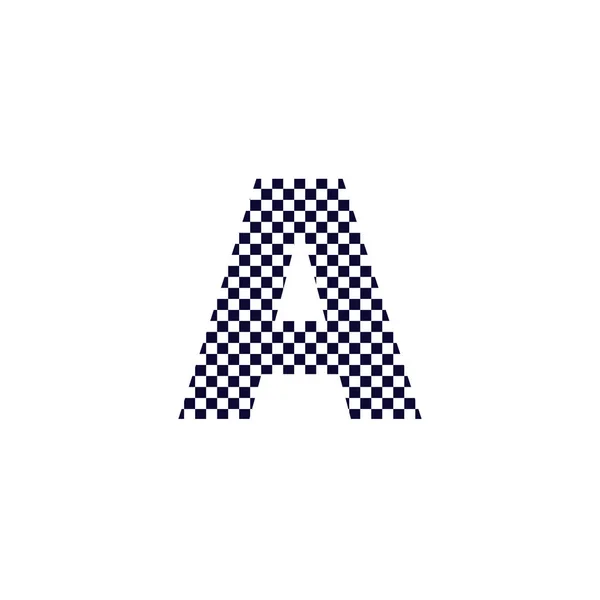 Checker Pattern Carta Logo Design Preto Branco Checkered Logotipo Carta —  Vetores de Stock