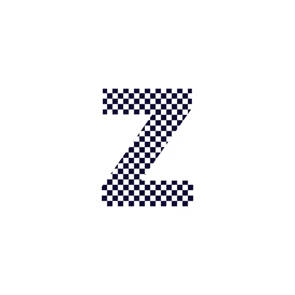 チェッカー パターン文字ロゴ デザイン 格子縞の黒と白のロゴ文字アイコン ベクトル デザイン — ストックベクタ