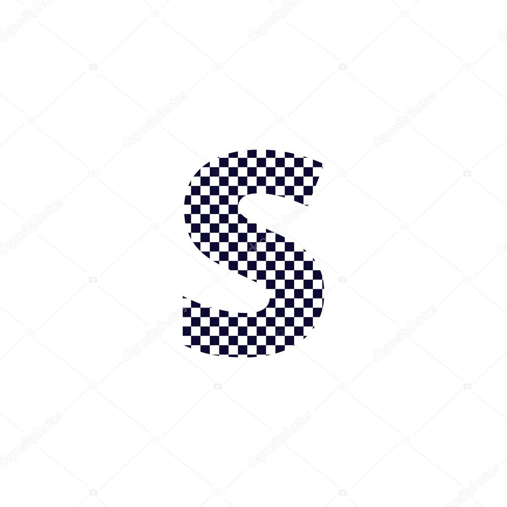 S Checker Pattern Letter Logo Design. Black And White Checkered Logo Letter Icon Vector Design.