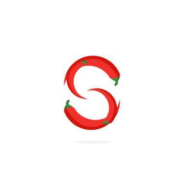 Modern vektör biber Logo mektup S. S kırmızı biber biber mektup tasarlamak vektör
