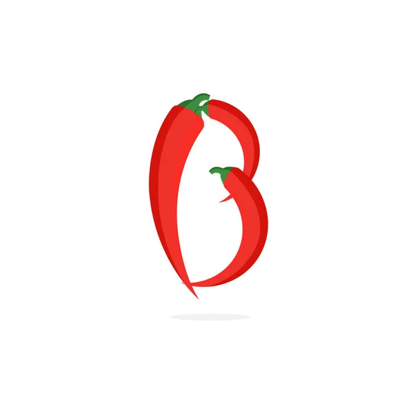 Logo Moderno Pimienta Del Vector Letra Red Chili Pepper Letra — Archivo Imágenes Vectoriales