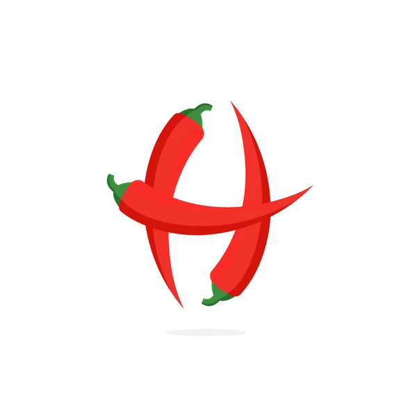 Vektor Modern Pepper Logo Surat Red Chili Pepper Vektor Desain - Stok Vektor