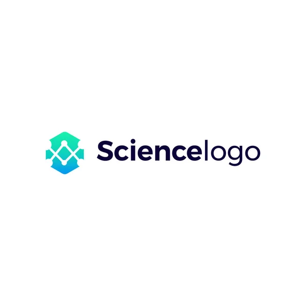 Vektör çizim atomlar bağlı. Biyoteknoloji firması için soyut Logo