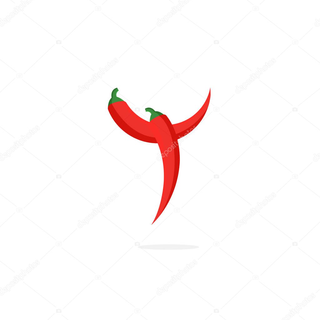 Modern Vector Pepper Logo Letter Y. Y Red Chili Pepper Letter Design Vector