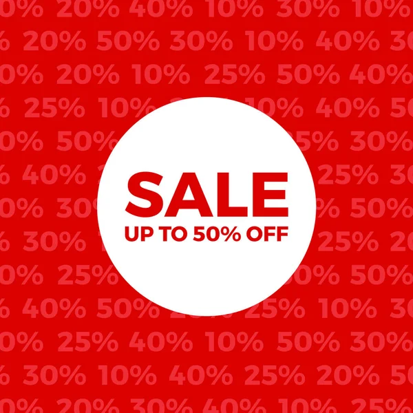 Kırmızı vektör satış Poster. %50 Off kadar işareti. Satılık arka plan zemin.