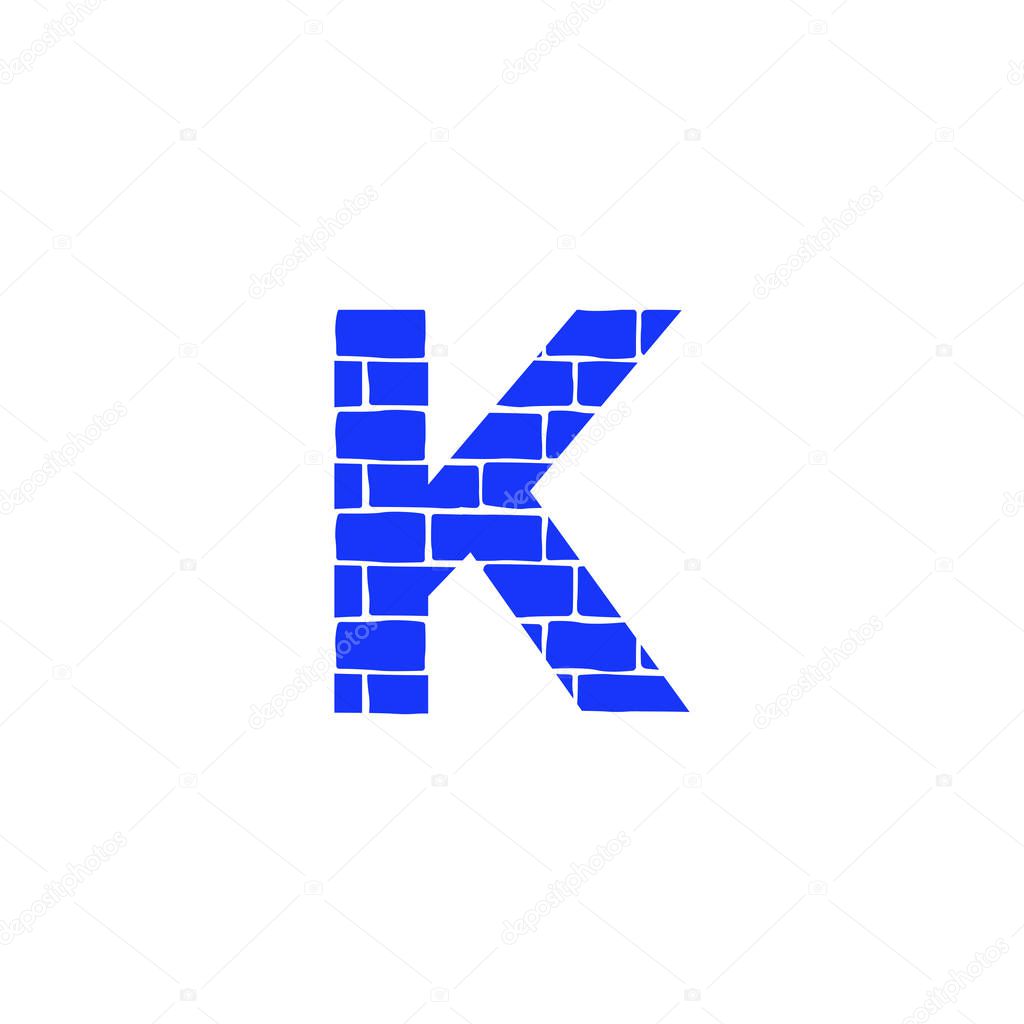 Bricklayer Vector Logo Letter K. K Letter Design Vector