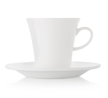 Kahve beyaz porselen fincan ve fincan tabağı