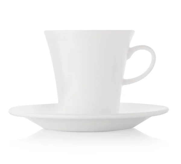 Copo de porcelana branca de café e pires — Fotografia de Stock