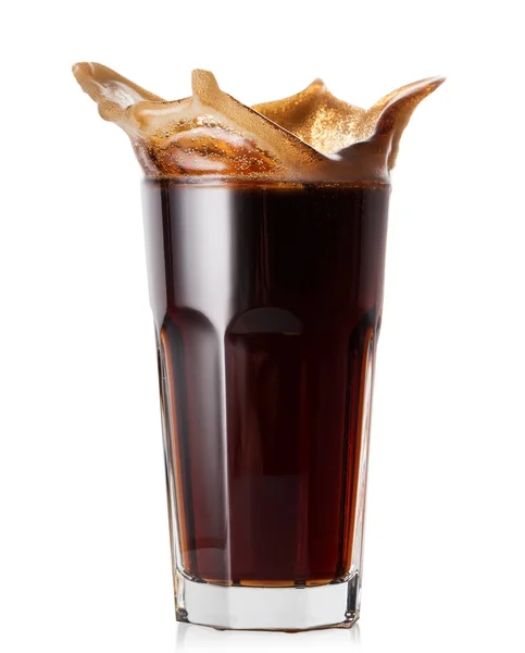 Splash in a high glass of cola — Stock Photo, Image