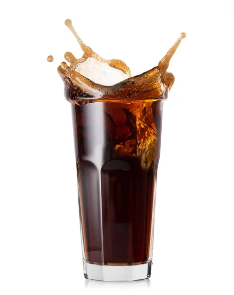 Splash in high glass of cola — Stock Photo, Image