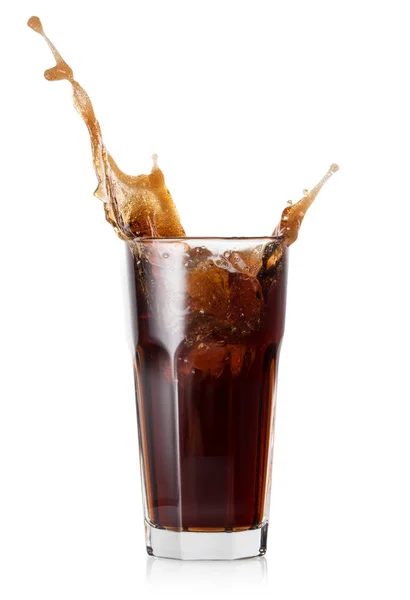 Plons in een glas cola — Stockfoto