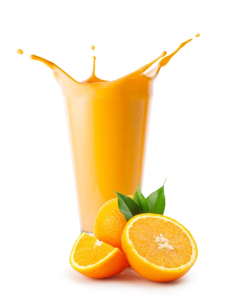 Plons in oranje smoothie of yoghurt — Stockfoto