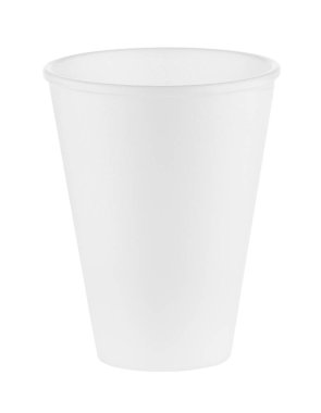 Beyaz plastik tek kullanımlık bardak.