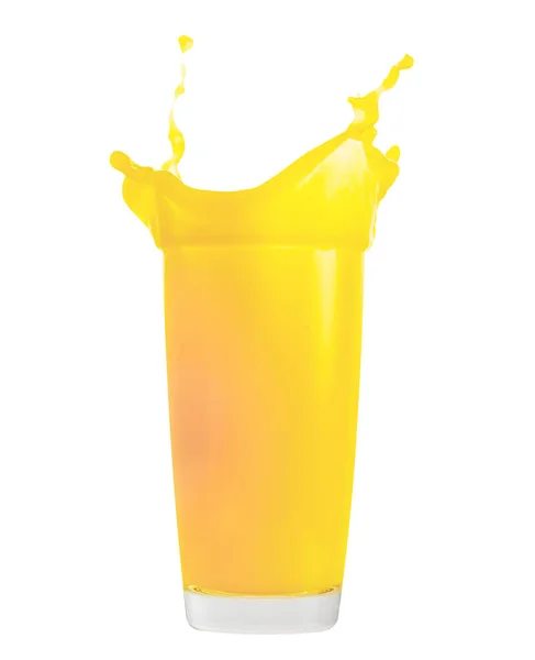 Fresh orange juice splash in glass — Stock Photo, Image