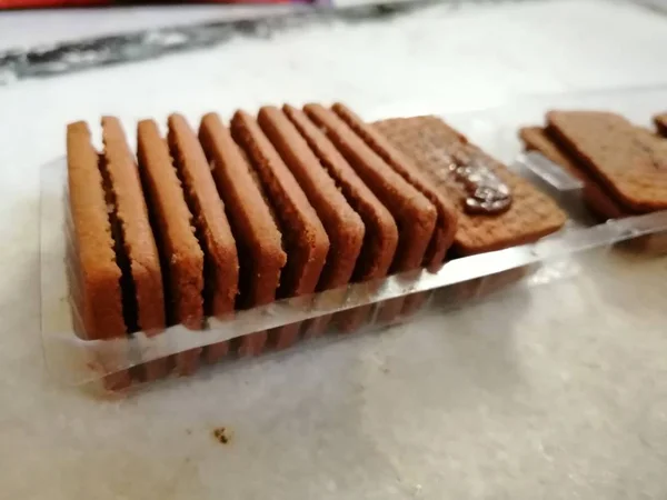 Biscoitos Deliciosos Bem Organizados Invólucro — Fotografia de Stock