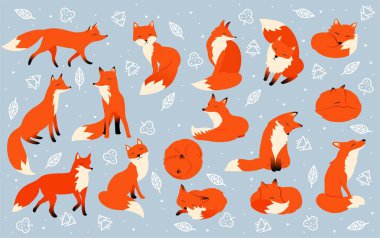 birçok farklı tilki çizim