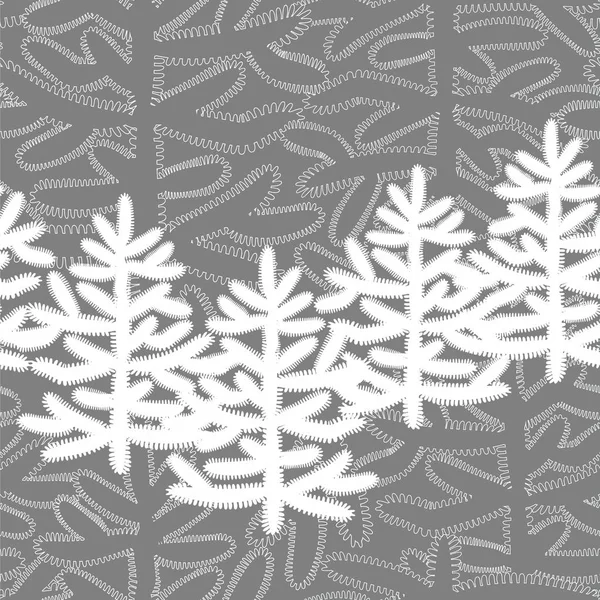 Monochroom Naadloze Patroon Met Kerstbomen Grijze Achtergrond Verpakken Voor Nieuwjaar — Stockvector